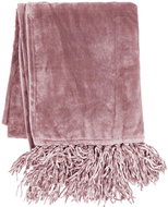 Tiseco Microplush blanket 130 × 170 cm, dark old pink, with tassels - Blanket
