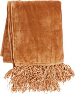 Tiseco Microplush blanket 130 × 170 cm, peach, with tassels - Blanket