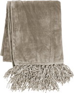 Tiseco Microplush blanket 130 × 170 cm, grey-beige light, with tassels - Blanket