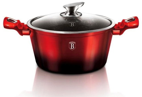BERLINGERHAUS Casserole with lid Black Burgundy Metallic Line 24cm - Casserole Pot - Main image