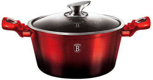 BERLINGERHAUS Casserole with lid Black Burgundy Metallic Line 28cm - Casserole Pot - Main image