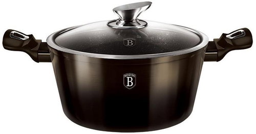 BERLINGERHAUS Casserole with marble surface 28cm Shiny Black Collection - Casserole Pot - Main image