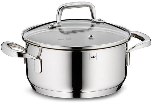 KELA Stainless steel casserole with lid 18/10 FLAVORIA 16cm - Casserole Pot - Main image