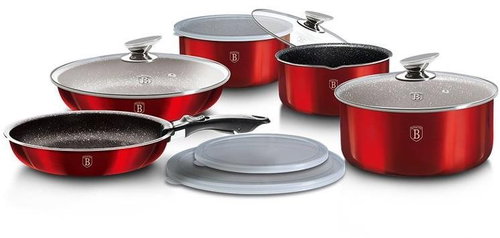 BERLINGERHAUS Set of dishes with removable handle 12 pcs Burgundy Metallic Line - Cookware Set - Main image