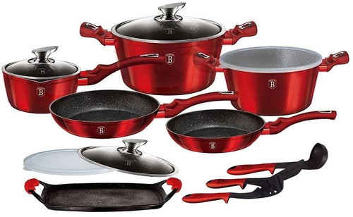 BERLINGERHAUS Set of dishes with marble surface 14 pcs Burgundy Metallic Line - Cookware Set - Main image