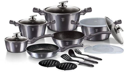 BERLINGERHAUS Marble-Surfaced Cookware Set 18 Pieces Carbon PRO Line BH-6887 - Cookware Set - Main image