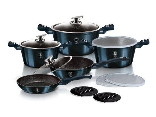 BERLINGERHAUS Marble-Surfaced Dinnerware Set 13 Pieces Aquamarine Metallic Line BH-7031 - Cookware Set - Main image