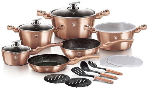 BERLINGERHAUS Set of dishes with marble surface 18 pcs Rosegold Metallic Line - Kitchenware Set - Main image