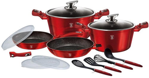 BERLINGERHAUS Set of dishes with marble surface 13 pcs Burgundy Metallic Line - Cookware Set - Main image