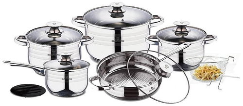 BLAUMANN Stainless steel cookware set 12 pcs Gourmet Line stainless steel pan - Kitchenware Set - Main image