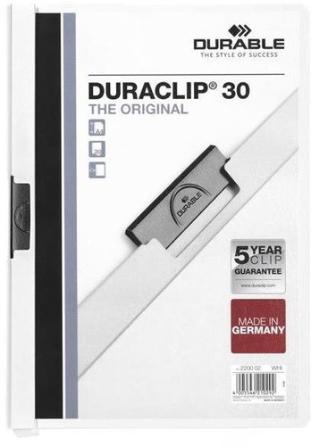 DURABLE Duraclip A4, 30 sheets, white - Document Folder - Main image