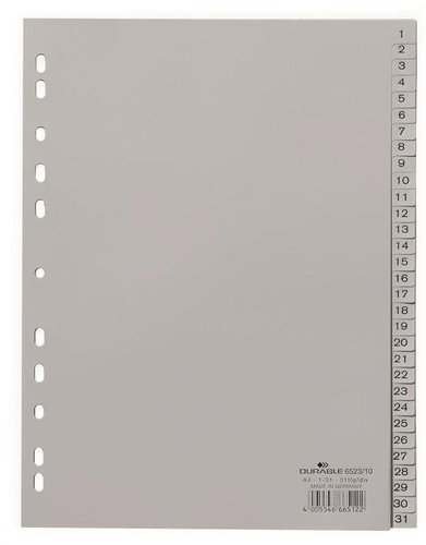 DURABLE plastový, A4, šedý, 1-31 - Rozřaďovač - Hlavní obrázek