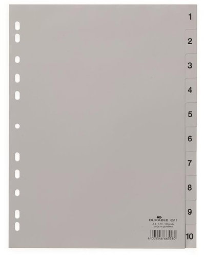 Durable Plastic, A4, Grey, 1-10 - Divider - Main image