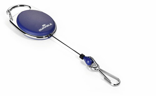 DURABLE Style Name badge holder, dark blue, extendable - Retractable Key Chain - Main image