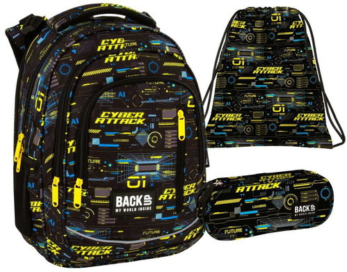 Derform BackUP Cyber Attack 3-in-1 School Set – Backpack, Pencil Case and Drawstring Bag - School Set - Main image
