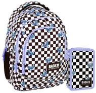 Derform Zvýhodněný školní set BackUP Šachovnice Fuzz 2v1 – batoh a vybavený penál - School Set