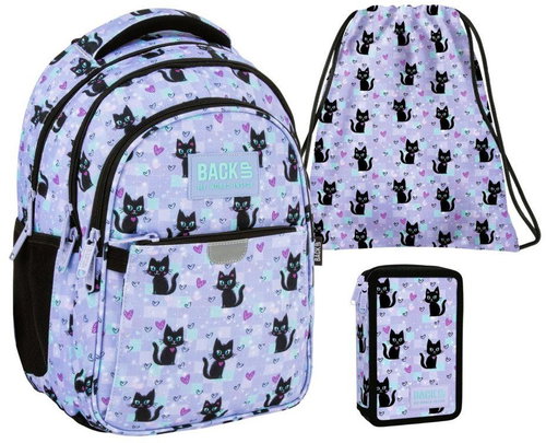 Derform BackUP Magic Cats School Set 3-in-1 – Backpack, Filled Pencil Case and Drawstring Bag - School Set - Main image
