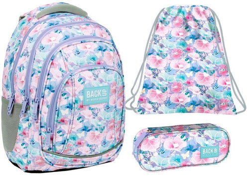 Derform BackUP Spring Flowers 3-in-1 School Set – Backpack, Pencil Case and Bag - School Set - Main image