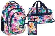 Derform Zvýhodněný školní set BackUP Spring Flowers 3v1 – batoh, vybavený penál a sportovní taška - School Set