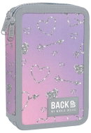 DERFORM Dvoukomorový penál s vybavením BackUP - Třpytivá srdíčka - Pencil Case