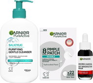 GARNIER Pure Active Charcoal 30 ml + Pimple Patch 22 ks + Hydrating Deep Cleanser 250 ml - Cosmetic Gift Set