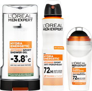 L'ORÉAL PARIS Men Expert Energetic Extreme Sport 300 ml + Anti-Perspirant 150 ml + Roll On 50 ml - Cosmetic Gift Set