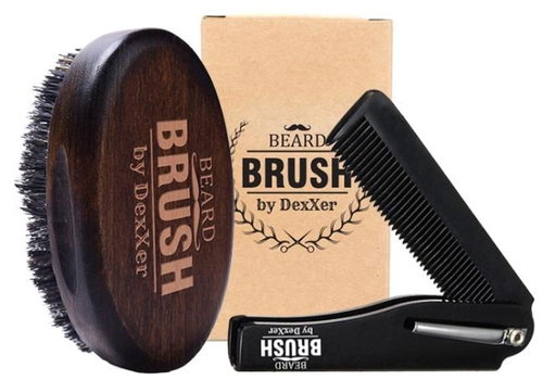 HurtDex Sada na úpravu vousů s kartáčem z kančích štětin - 11 × 6 cm - Beard Comb - Main image