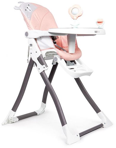 ECOTOYS Dining chair with teddy bear, pink - High Chair - Main image