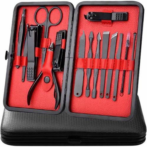 Soulima 23232 Manicure set 15 parts, black - Manicure Set - Main image