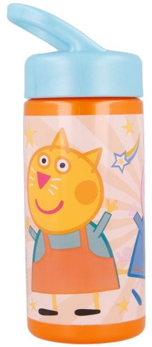 ALUM Dětská láhev na pití Prasátko Pepa s držátkem a brčkem 410 ml oranžová - Children's Water Bottle - Main image