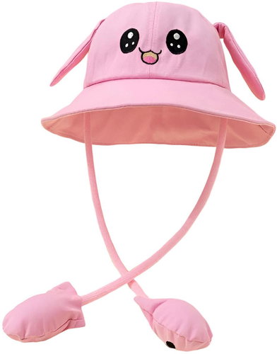 For Kids Letní klobouček s pohyblivými ušima, růžový - Children's Hat - Main image