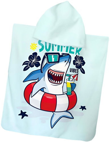 Excellent Baby poncho 60 × 120 cm - Shark in a circle - Children's Bath Towel - Main image
