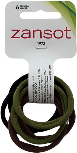 Farcom Zansot Elastic hair elastics small, fine fabric, 6 pcs, green -  Hair Ties - Main image