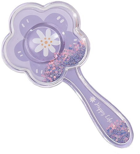 Excellent Hairbrush purple flower with glitter - Hair Brush - Main image