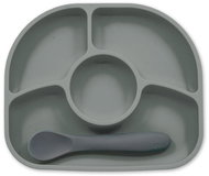 BBLÜV Silicone plate with spoon Yümi Grey - Children's Plate