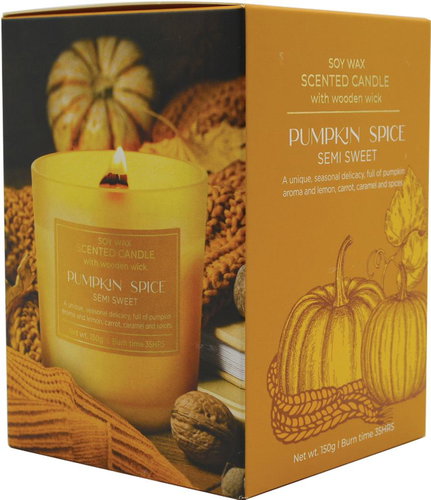 Empt Semi-Sweet Scented Soy Candle with Wooden Wick - Pumpkin Spice - Candle - Main image