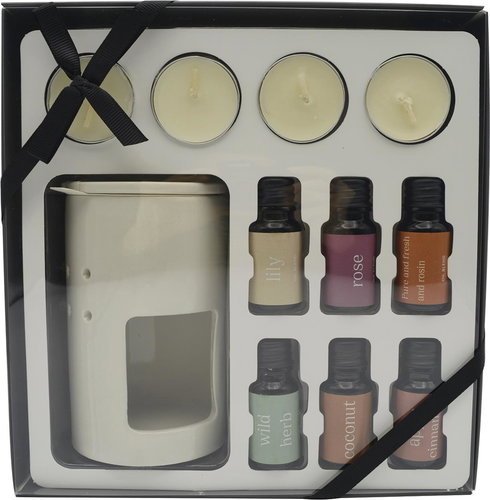 Empt Aromatherapy gift set: 6 × 10 ml oils + large aromatherapy lamp + 4 × tea light candle - Aroma Lamp - Main image