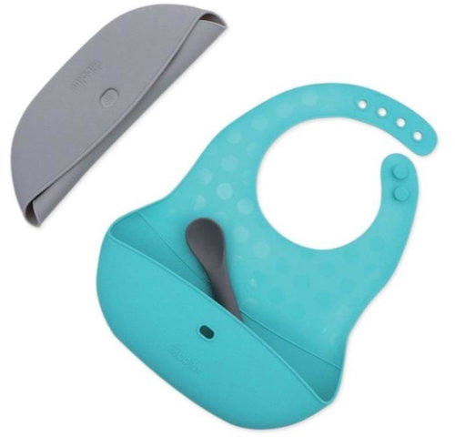 BBLÜV Set of 2 bibs with spoon Pöket Grey Aqua - Bib - Main image