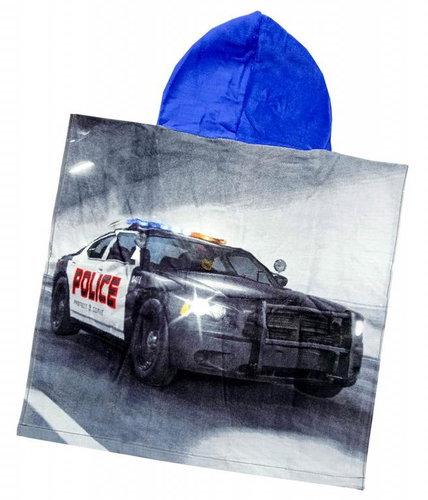 FOR KIDS Children's poncho 50 × 100 cm - Police car - Children's Bath Towel - Main image