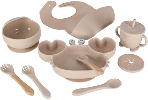 KIK KX4526 Silicone dishware set for children 9 pcs, beige - Children's Dining Set - Main image