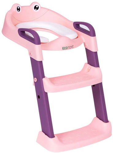 EcoToys PP8001 Children's toilet seat with steps and ladder, pink - Children's toilet training seat - Main image