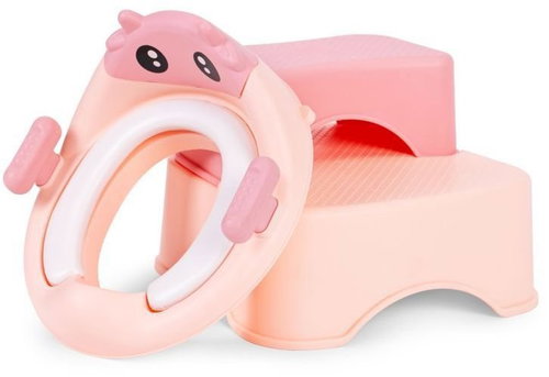 EcoToys HA-P17-18-PK Children's toilet seat with steps and platform pink - Children's toilet training seat - Main image