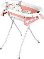Ricokids RK-287 Folding Bath with Stand, Thermometer and Insert, White-Pink - Baby Bathtub