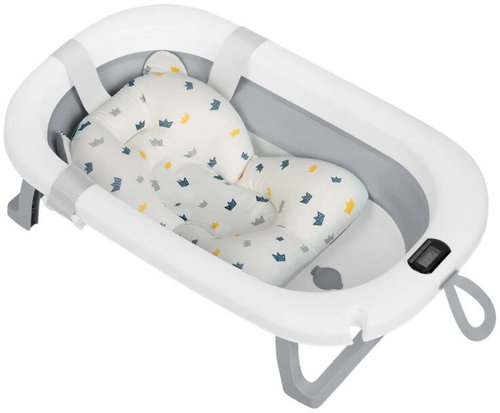 Ricokids RK-287 Foldable Bathtub with Thermometer and Insert, White/Grey - Baby Bathtub - Main image