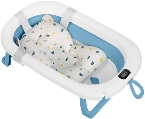 Ricokids RK-287 Skládací vanička s teploměrem a vložkou, bílo-modrá - Baby Bathtub - Main image