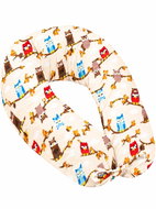 4sleep Těhotenský polštář 35 × 200 cm na šňůrky - Sovičky hnědo-béžové - Nursing Pillow