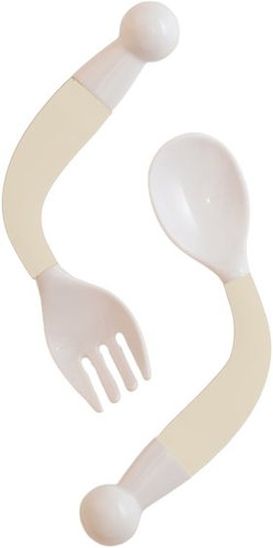 Bo Jungle Flexible Spoon and Fork Dune - Children's Cutlery - Main image