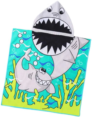 For Kids Dětské pončo 60 × 120 cm - Šedý žralok - Children's Bath Towel - Main image