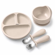 BabyOno Miska, talířek a dětské příbory, startovací sada, béžová - Children's Dining Set