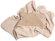 Baby Nellys Hooded Towel with Ears Boucle 80 × 80 cm, Terry, Beige - Children's Bath Towel